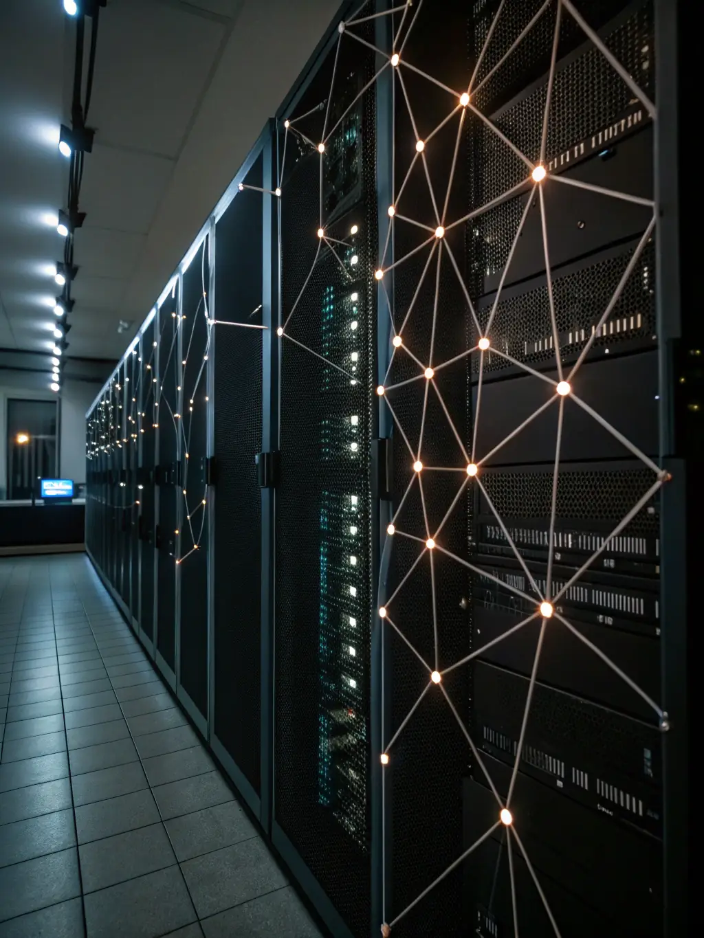 A network diagram illustrating the interconnectedness of IT infrastructure, symbolizing DTS, Inc.'s network management services.