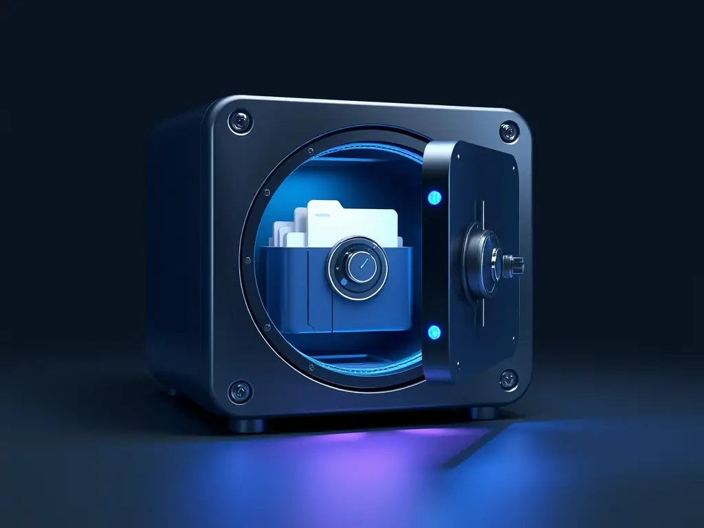 An image showing a secure data vault with multiple layers of protection, representing data protection and security.